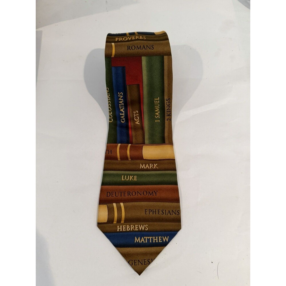 Men's Necktie Tie Silk Books Bible Religion